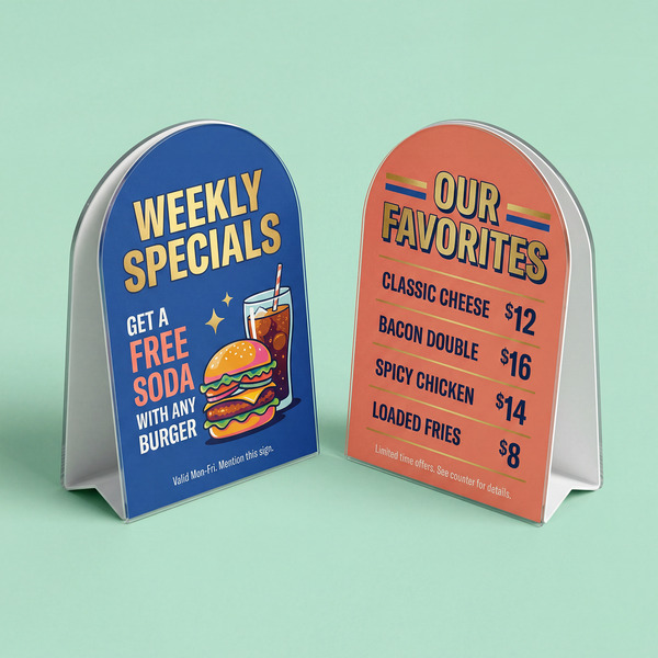 Custom tabletop signs